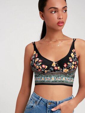 Free People | Day to Night Black Floral Print Brami